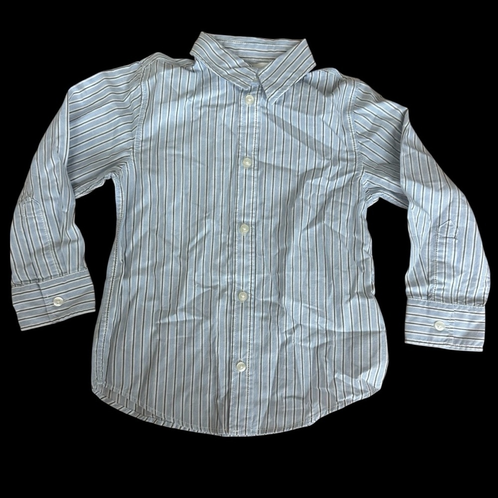 H&M Blue Striped Shirt Up Long Sleeve Oxford Toddler Boy Size 4T NWT